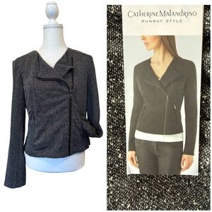 NWT $180 Catherine Malandrino Women M Gray Women's MOTO style Blazer Jacket